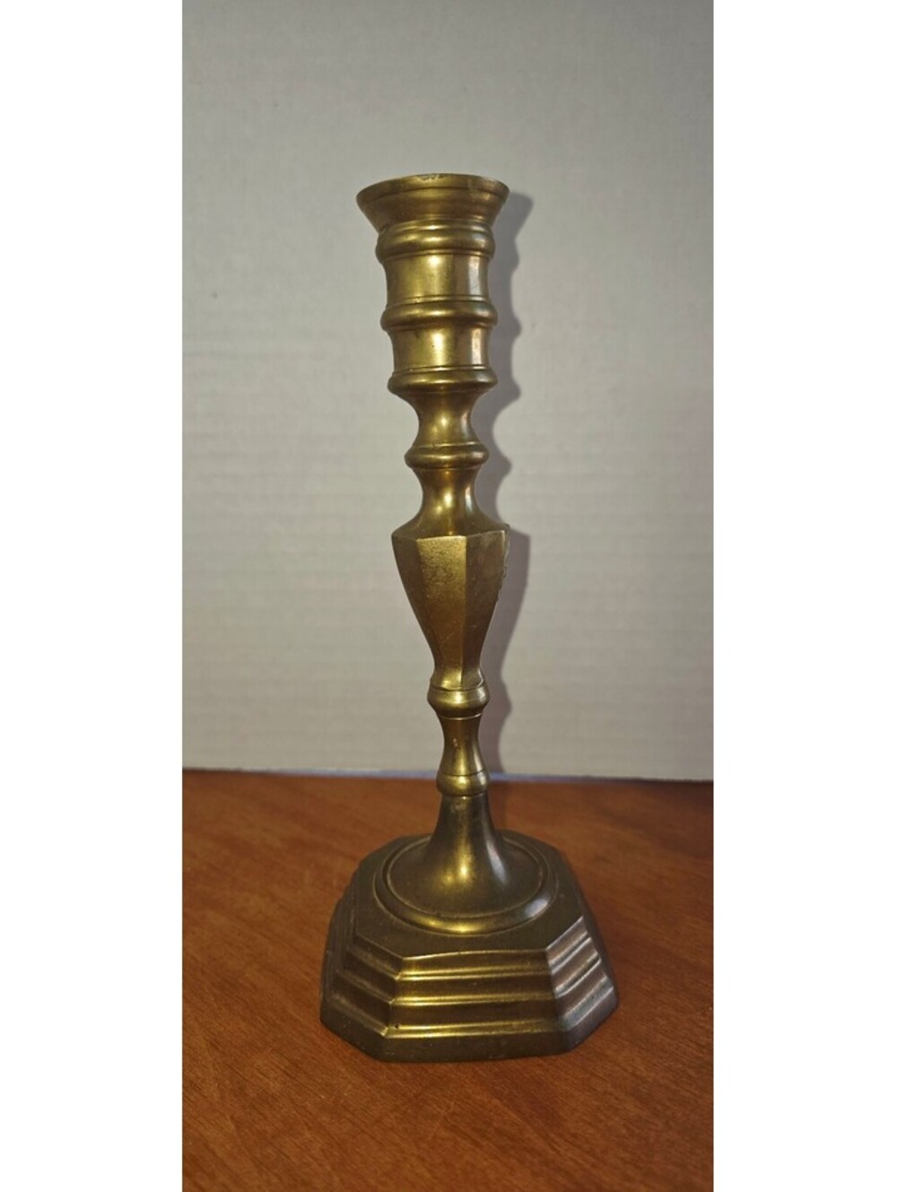 Vintage solid brass Candlestick with hexagonal tiered base